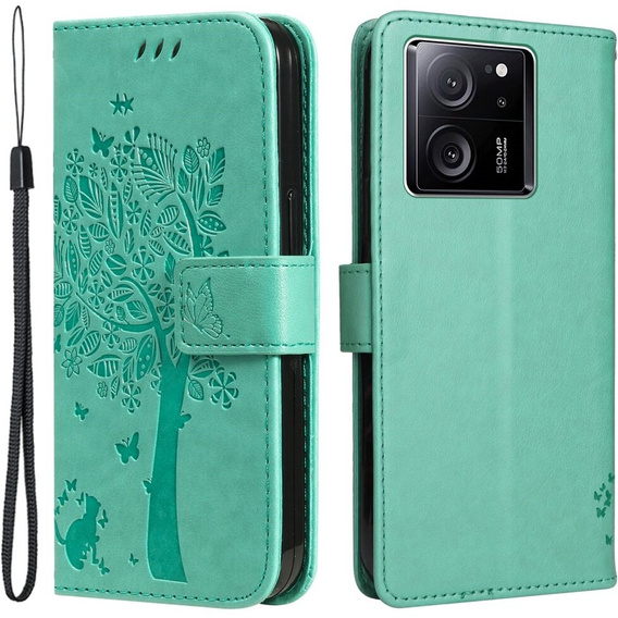 Etui z klapką do Xiaomi 13T / 13T Pro, Butterfly, zielone
