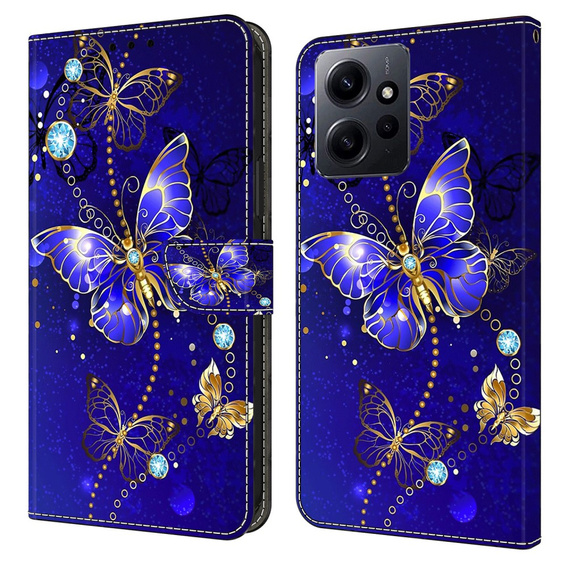 Etui z klapką do Xiaomi Redmi Note 12 4G, Wallet, Butterflies niebieskie
