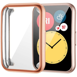 2w1 Etui z Osłoną na ekran do Huawei Watch Fit, Różowe złoto