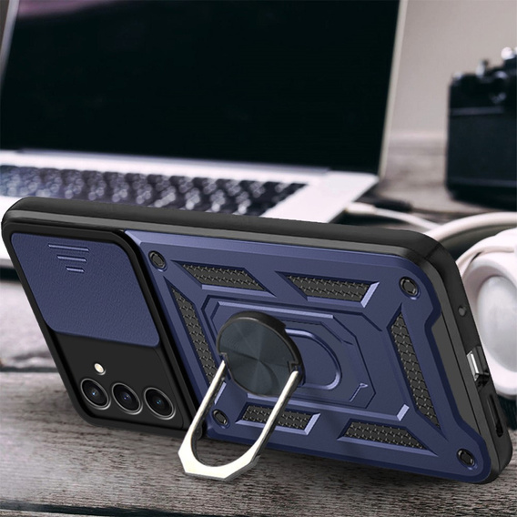 Etui pancerne do Samsung Galaxy S25 FE, CamShield Slide, niebieskie