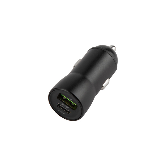Maxlife ładowarka samochodowa PD/QC MXCC-04 20W (1× USB-C + 1× USB) + kabel USB-C – USB-C 60W, czarna