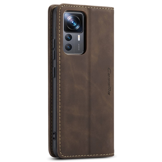 Etui CASEME do Xiaomi 12T / 12T Pro, Leather Wallet Case, brązowe