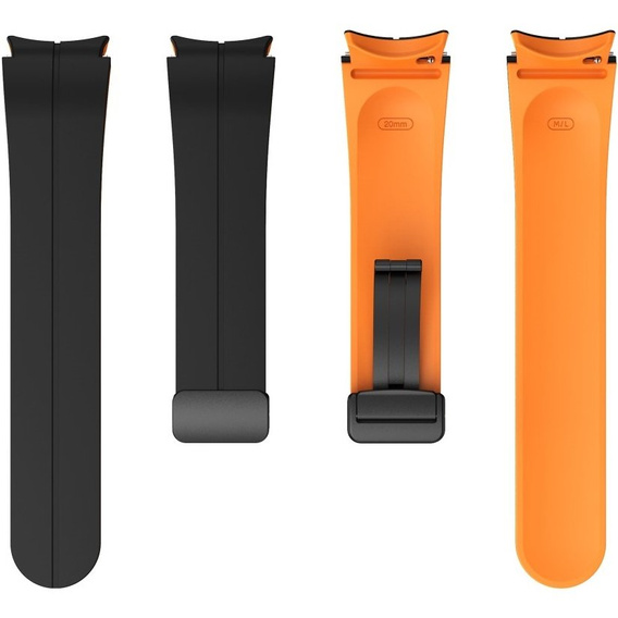 Pasek Silikonowy do Samsung Galaxy Watch 4/5/6/7/FE 40/42/43/44/45/46/47mm, Czarny / Pomarańczowy