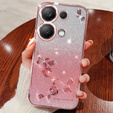 Etui do Xiaomi Redmi Note 13 Pro 4G / Xiaomi Redmi Note 14S / Xiaomi Poco M6 Pro 4G, Glitter Flower, różowe rose gold