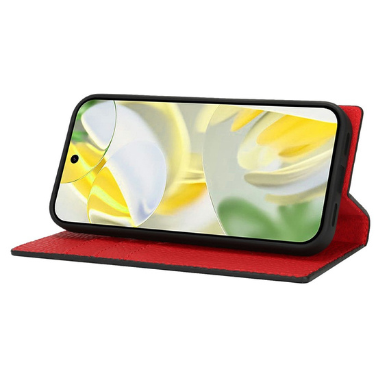 Etui z klapką do Google Pixel 10 Pro XL, Litchi Skin Grain, czarne
