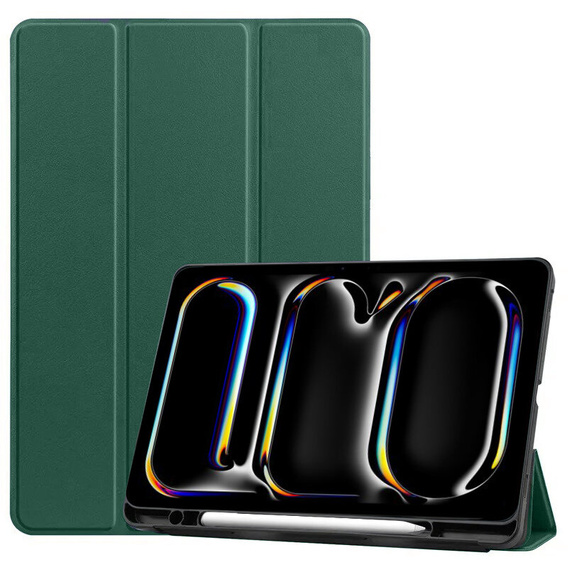 Etui do iPad Pro 11" 2024 (5 gen.), Smartcase z miejscem na rysik, ciemnozielone