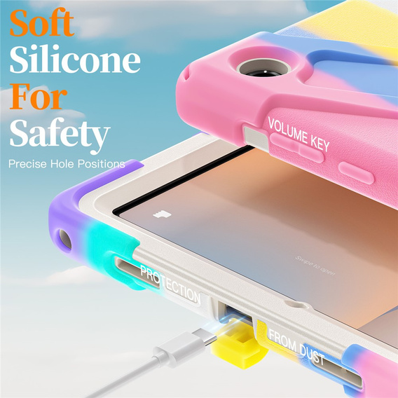 Pancerne etui do Samsung Galaxy Tab A11+, z podstawką i paskiem na ramię – wielokolorowe
