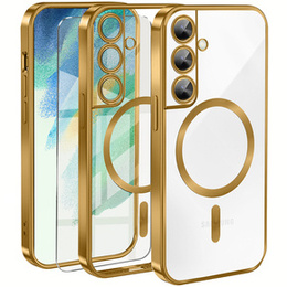 Etui do Samsung Galaxy S21 FE, Electro MagSafe, złote + Szkło na ekran