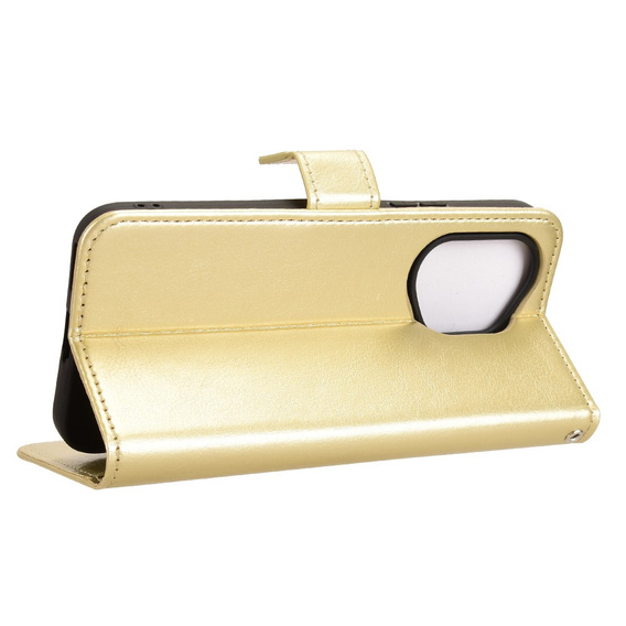 Etui z klapką do Honor 400 5G, Crazy Horse Wallet, złote