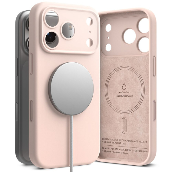Etui Ringke do iPhone 17 Pro Max, Silicone Magnetic MagSafe, Pink Sand