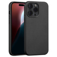 Etui skórzane do iPhone 16 Pro Max, ERBORD Leather MagSafe, czarne + Szkło na ekran