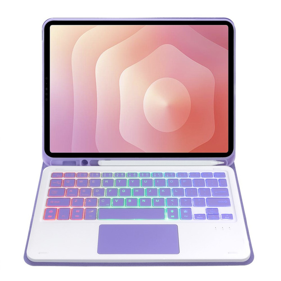 Etui z podświetlaną klawiaturą Bluetooth i touchpadem do Samsung Galaxy Tab S11 – fioletowe