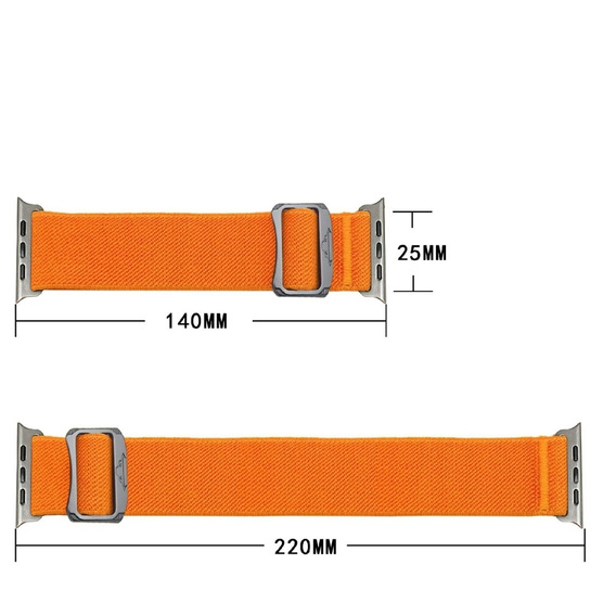 Pasek Nylonowy do Apple Watch 1/2/3/4/5/6/7/8/9/10/11/SE Ultra 1/2/3 42/44/45/46/49mm, elastyczny, Pomarańczowy