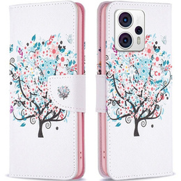 Etui z klapką do Motorola Moto G53 5G / G23 / G13, Wallet, Colorful Tree białe