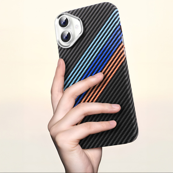 Etui do iPhone 16 Plus, Carbon Fiber MagSafe, granatowe