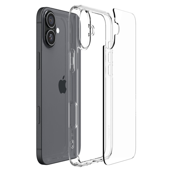 Etui Spigen do iPhone 16 Plus, Ultra Hybrid, przezroczyste + Szkło Hartowane 9H