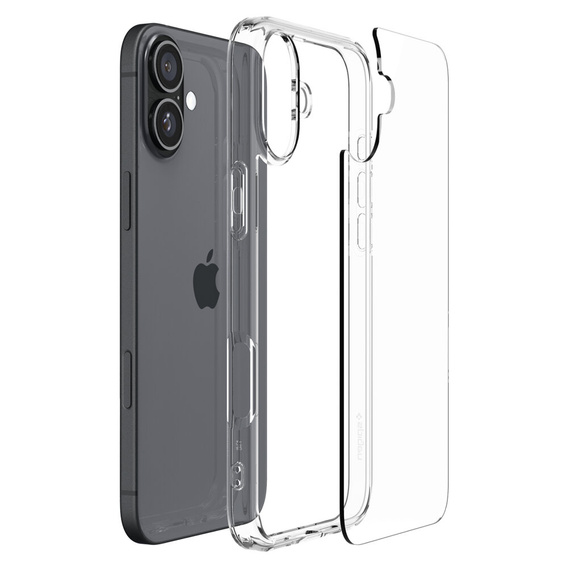 Etui Spigen do iPhone 16, Ultra Hybrid, przezroczyste + Szkło Hartowane 9H