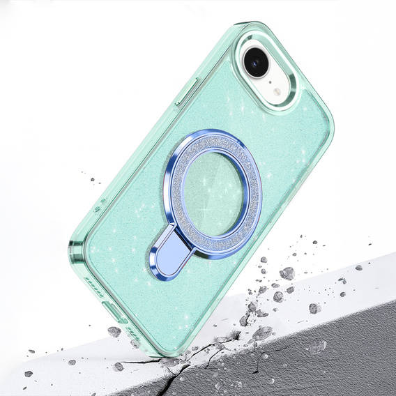 Etui do iPhone 16e, Glittery Magnetic Kickstand, niebieskie