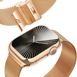 Bransoleta + Etui z Osłoną na Ekran do Apple Watch 10/11 42mm, Różowe złoto