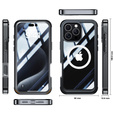 Etui do iPhone 16 Pro, Shockproof, ze szkłem, do MagSafe, czarne