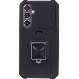 Etui pancerne do Samsung Galaxy S23 FE, Camera Slide Card Slot, czarne + szkło 9H