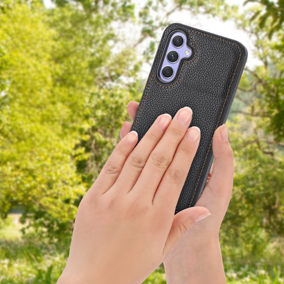Etui skórzane do Samsung Galaxy A54, Obudowa Lychee leather Case, czarne