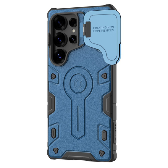 Etui do Samsung Galaxy S25 Ultra, pancerne Nillkin, CamShield Armor Prop, do MagSafe, niebieskie