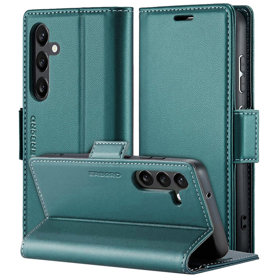 Etui do Samsung Galaxy A16 / A16 5G, ERBORD Glossy Litchi, portfel z klapką, zielone