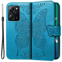 Etui z klapką do Xiaomi Poco X5 Pro 5G, Butterfly, niebieskie