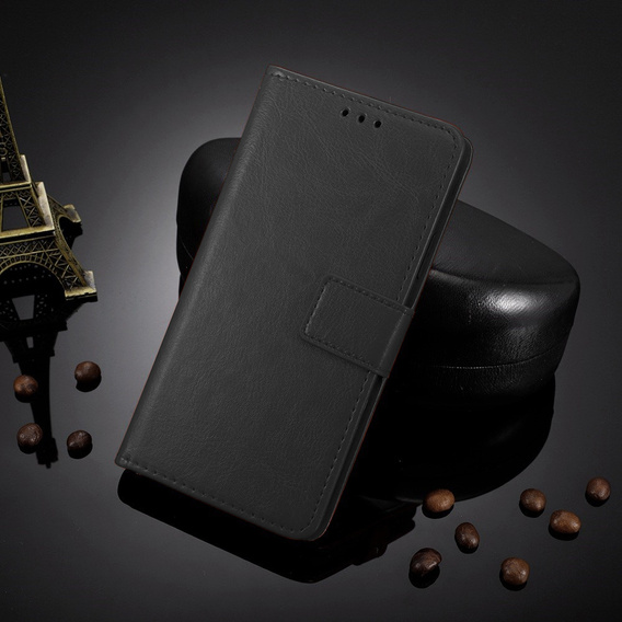 Stylowe etui z klapką do Motorola Edge 60 Pro, Crazy Horse Wallet - czarne