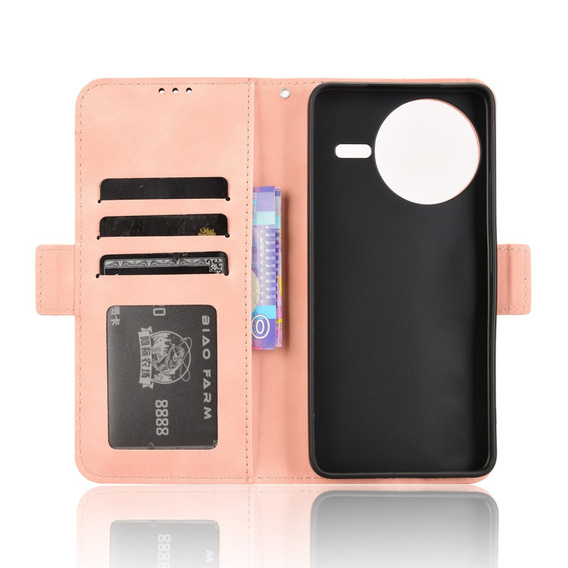 Etui z klapką do Xiaomi Poco F7 Pro, Card Slot, różowe