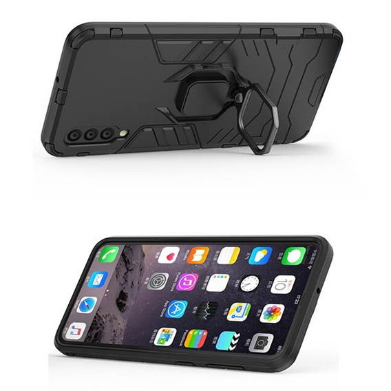Etui do Samsung Galaxy A50/A50S/A30S, Kickstand Ring, czarne