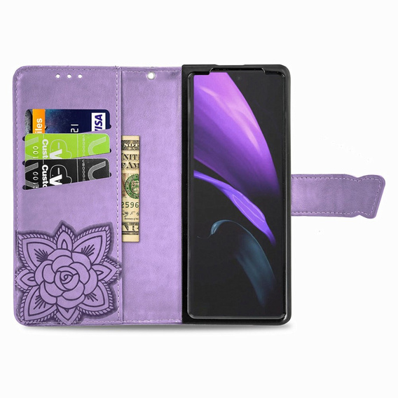 Etui z klapką do Samsung Galaxy Z Fold 4 5G, Butterfly, fioletowe