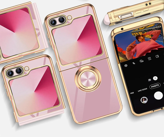 Etui do Samsung Galaxy Z Flip7 FE / Z Flip6, Electro Ring, fioletowe