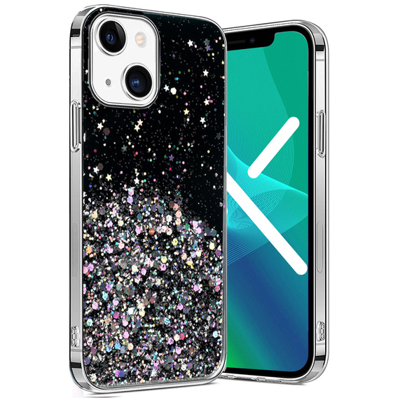 Etui do iPhone 13, Glittery, czarne