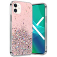 Zestaw Etui Brokat do iPhone 11, Różowe + Szkło