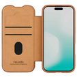 Etui z klapką NILLKIN do iPhone 17, CamShield Qin Pro, skórzane, brązowe