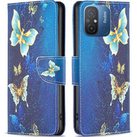 Etui z klapką do Xiaomi Redmi 12C, Wallet, Butterflies niebieskie