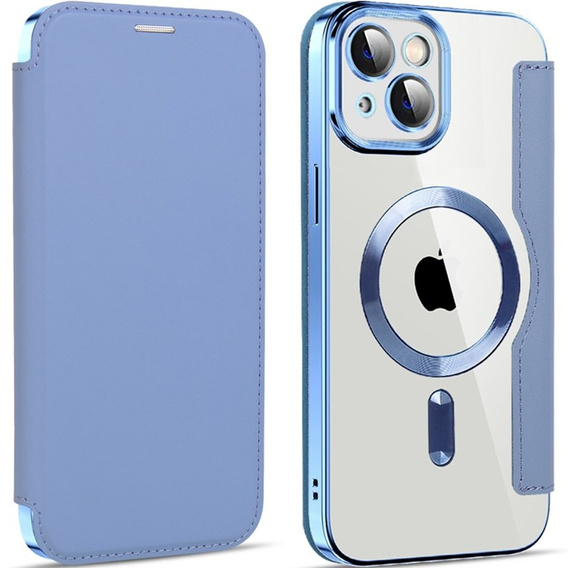 Etui z klapką do iPhone 14, RFID Wallet MagSafe z ochroną aparatu, niebieskie