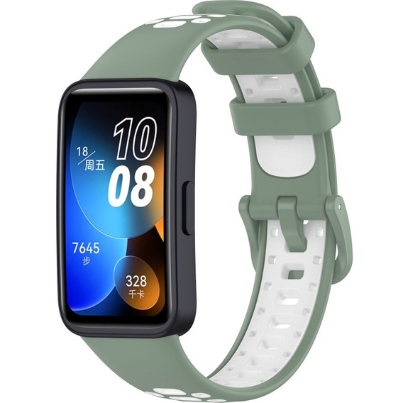 Pasek Silikonowy do Huawei Band 8 / Huawei Band 9 / Huawei Band 10, Zielony / Biały