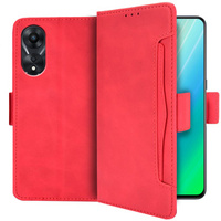 Etui z klapką do Oppo A98 5G, Card Slot, czerwone