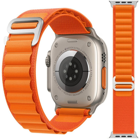 Pasek Nylonowy do Apple Watch 1/2/3/4/5/6/7/8/9/10/11/SE Ultra 1/2/3 42/44/45/46/49mm, Pomarańczowy