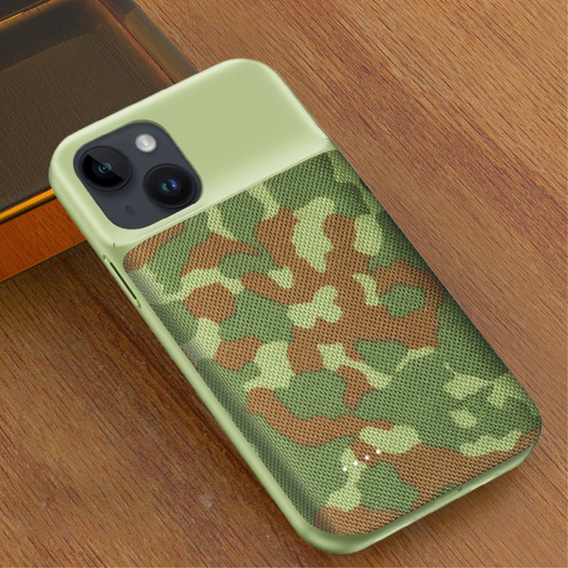 Etui z Baterią 6800mAh do iPhone 14, zielone kamuflaż