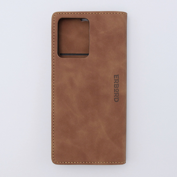 Etui do Xiaomi Redmi Note 12 4G, ERBORD Vintage portfel z klapką, brązowe