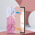 Etui do Samsung Galaxy Tab S10 Lite / S10 FE / S9 FE, Smartcase Hybrid, z miejscem na rysik, Marble różowe