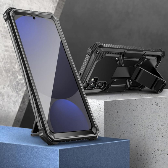 Pancerne Etui Supcase i-Blason Armorbox SP do Galaxy S24 FE, z klipsem i podstawką, czarne
