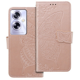 Etui z klapką do Oppo A79 5G, Butterfly, różowe rose gold