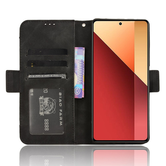 Etui z klapką do Xiaomi Redmi Note 13 Pro 4G / Xiaomi Redmi Note 14S / Xiaomi Poco M6 Pro 4G, Card Slot, czarne