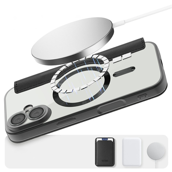 Etui z klapką do iPhone 17, RFID Wallet MagSafe z ochroną aparatu, czarne