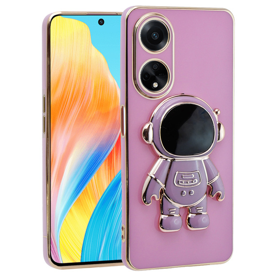 Etui do Oppo A58 4G, Astronaut, fioletowe